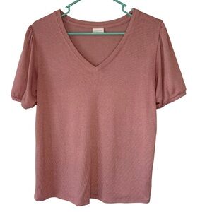 3/$20 Mod Ref Mauve V-Neck Short Sleeve Knit Top